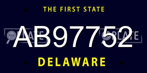 AB97752 Delaware License Plate