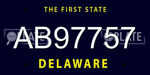 AB97757 Delaware License Plate