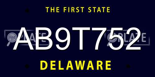 AB9T752 Delaware License Plate