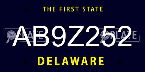 AB9Z252 Delaware License Plate
