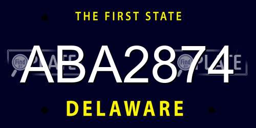 ABA2874 Delaware License Plate