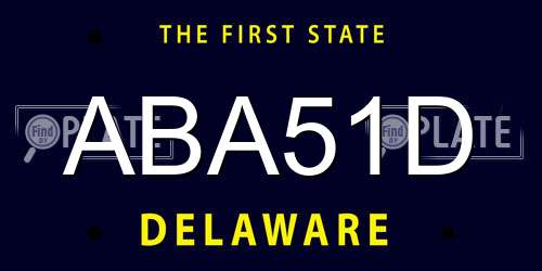 ABA51D Delaware License Plate