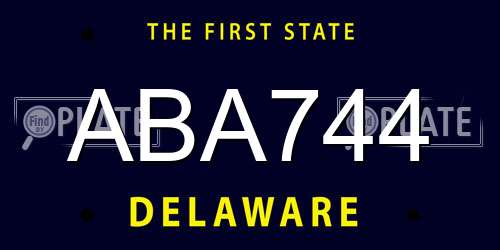 ABA744 Delaware License Plate