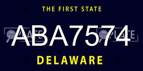 ABA7574 Delaware License Plate