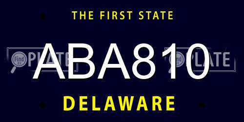 ABA810 Delaware License Plate
