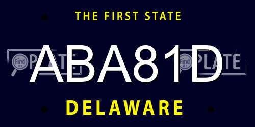 ABA81D Delaware License Plate