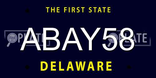 ABAY58 Delaware License Plate