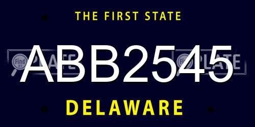 ABB2545 Delaware License Plate