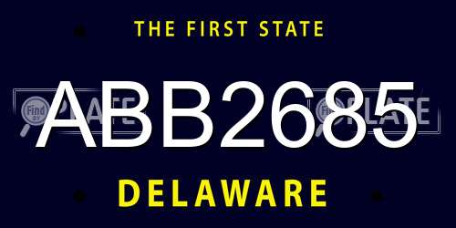 ABB2685 Delaware License Plate