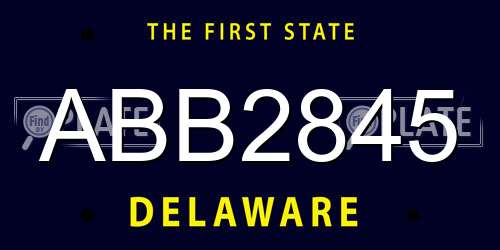 ABB2845 Delaware License Plate