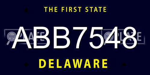 ABB7548 Delaware License Plate