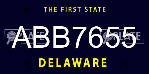 ABB7655 Delaware License Plate