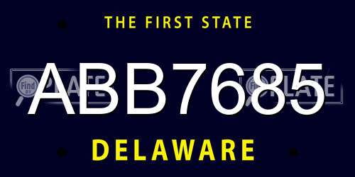 ABB7685 Delaware License Plate