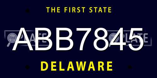 ABB7845 Delaware License Plate