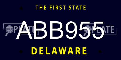 ABB955 Delaware License Plate