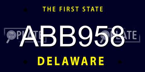 ABB958 Delaware License Plate