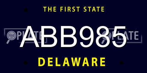ABB985 Delaware License Plate