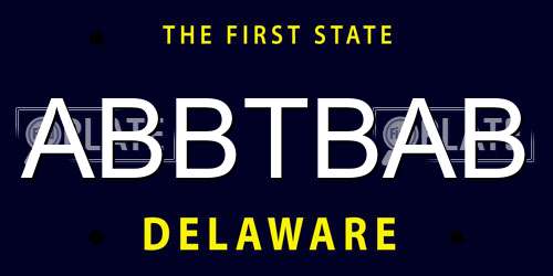 ABBTBAB Delaware License Plate