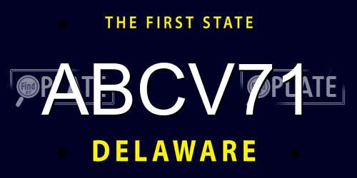 ABCV71 Delaware License Plate