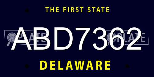 ABD7362 Delaware License Plate