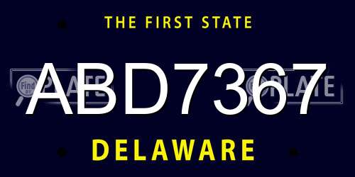 ABD7367 Delaware License Plate