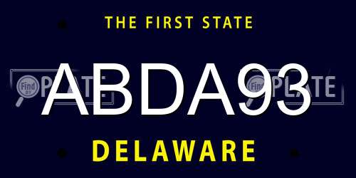 ABDA93 Delaware License Plate