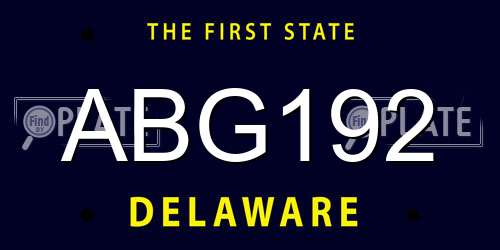 ABG192 Delaware License Plate