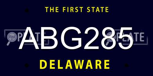 ABG285 Delaware License Plate