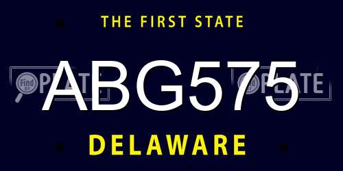 ABG575 Delaware License Plate