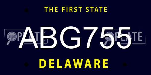 ABG755 Delaware License Plate