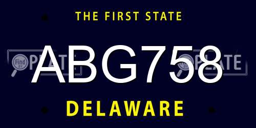 ABG758 Delaware License Plate