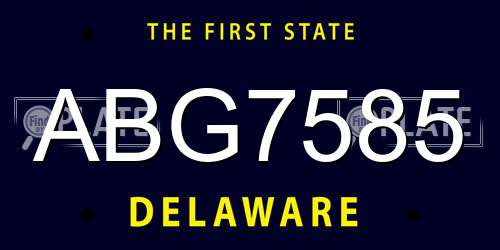 ABG7585 Delaware License Plate
