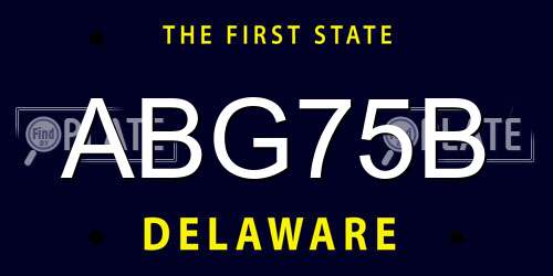 ABG75B Delaware License Plate