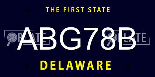 ABG78B Delaware License Plate