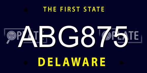 ABG875 Delaware License Plate