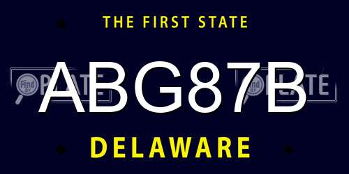 ABG87B Delaware License Plate