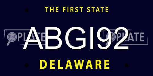 ABGI92 Delaware License Plate