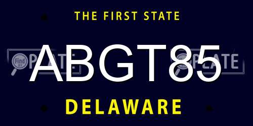 ABGT85 Delaware License Plate