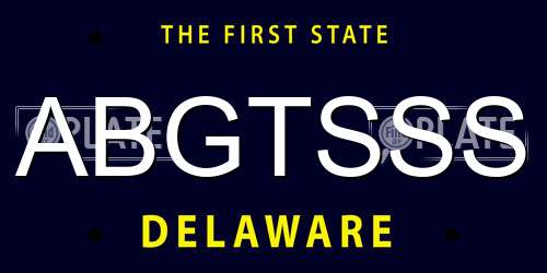 ABGTSSS Delaware License Plate