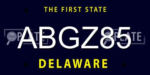 ABGZ85 Delaware License Plate