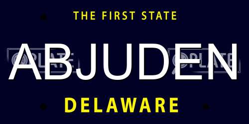 ABJUDEN Delaware License Plate
