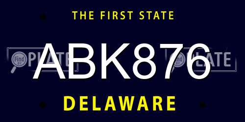 ABK876 Delaware License Plate