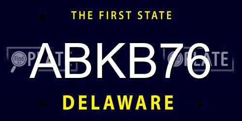ABKB76 Delaware License Plate