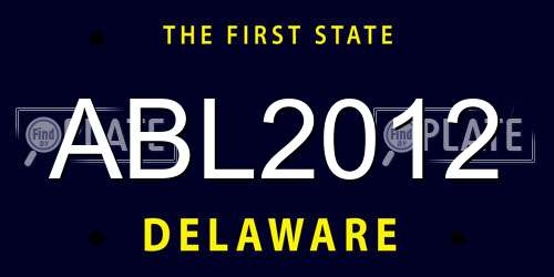 ABL2012 Delaware License Plate