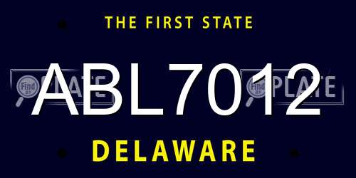 ABL7012 Delaware License Plate