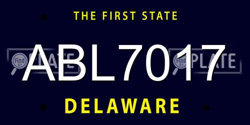 ABL7017 Delaware License Plate