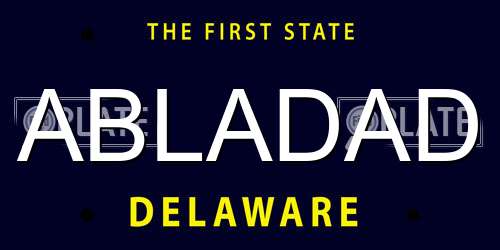 ABLADAD Delaware License Plate