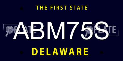 ABM75S Delaware License Plate