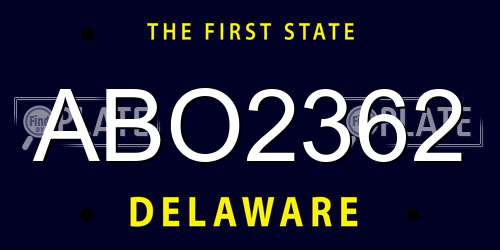 ABO2362 Delaware License Plate