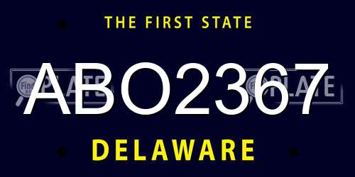 ABO2367 Delaware License Plate